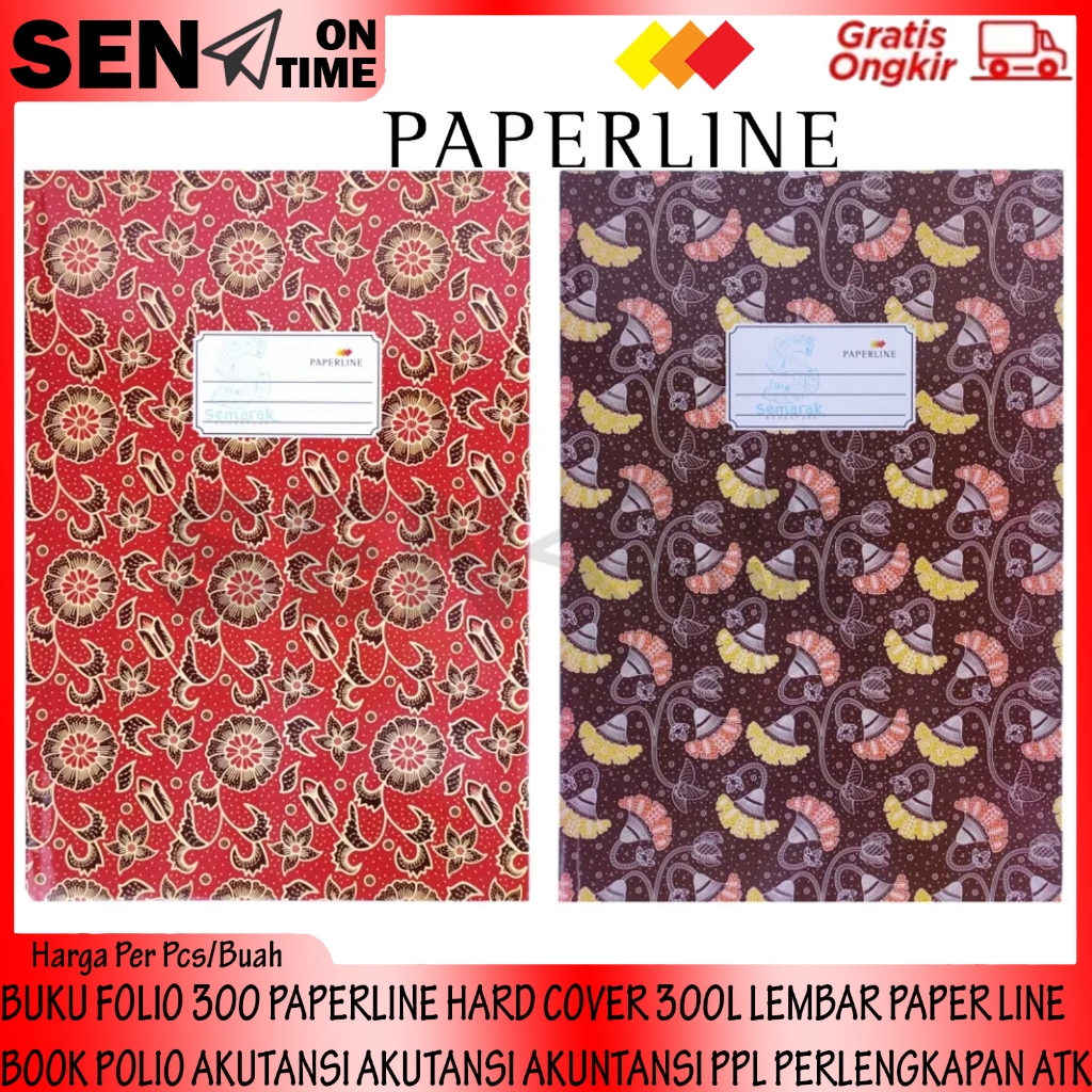 BUKU TULIS FOLIO HARD COVER PEMBUKUAN HARDCOVER AKUTANSI F4 PAPERLINE ISI 300L 300 LEMBAR PAPER LINE