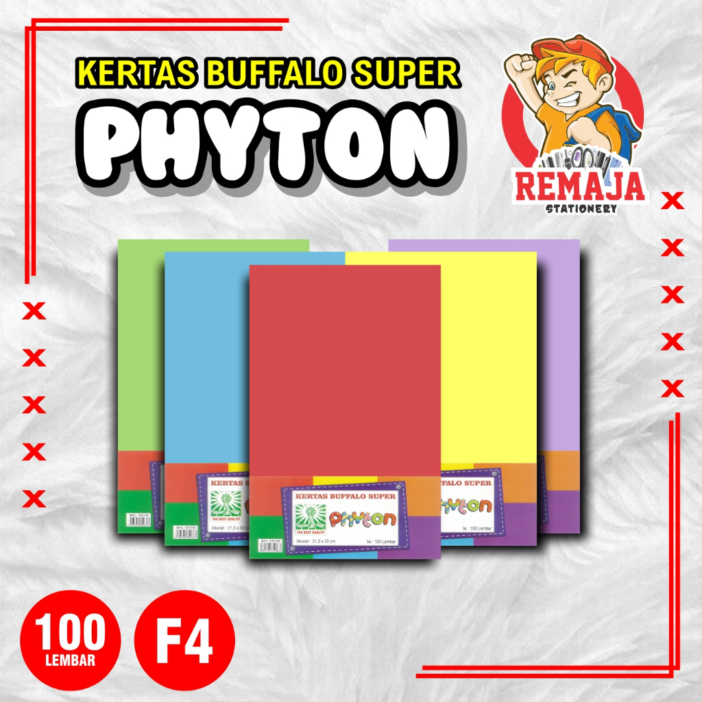 

Kertas Buffalo Aneka Warna Ukuran F4 Per Pack isi 100 Lembar