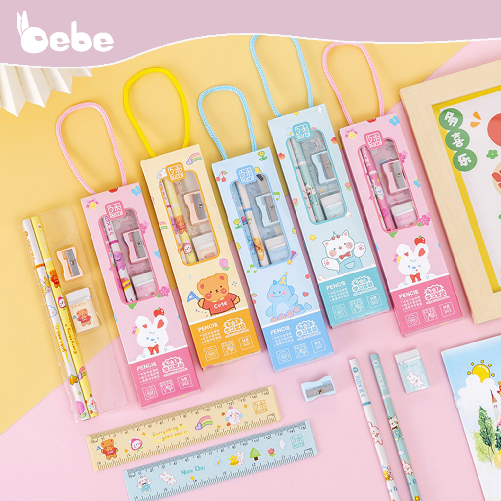 

Alat Tulis Sekolah Set 5 in 1 Lengkap Isi Pensil Penggaris Penghapus Rautan Lucu