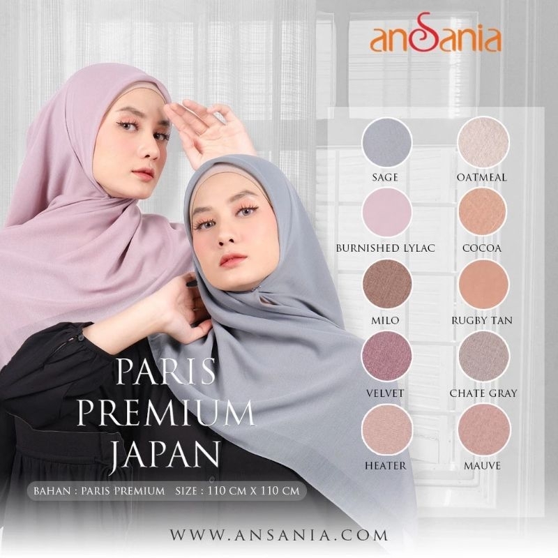 HIJAB ANSANIA PARIS PREMIUM/ KERUDUNG SEGI EMPAT PARIS JAPAN PREMIUM