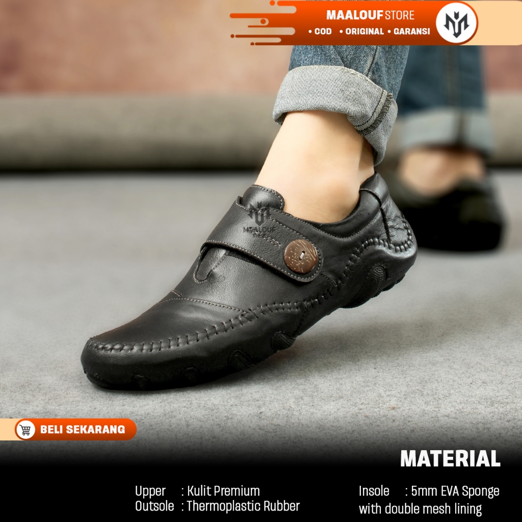 ALBERTO - Sepatu Pantofel Pria Formal Bahan Kulit Sapi Pulled Premium - Sepatu Slip On Kerja Kantor 