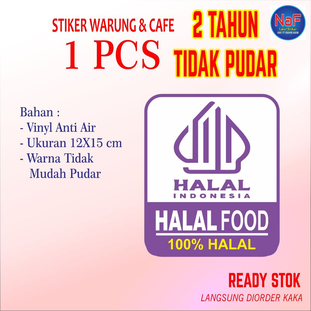 

Stiker Halal Food desain baru Sticker makanan minuman islami Vinyl tahan air