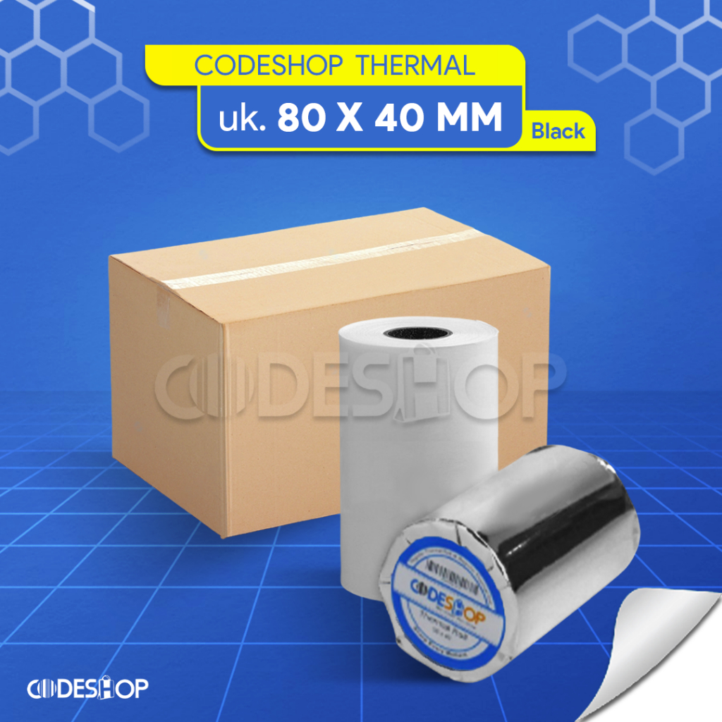 

Codeshop Kertas Thermal 80x40 mm Printer Kasir Desktop 80mm 100 Roll