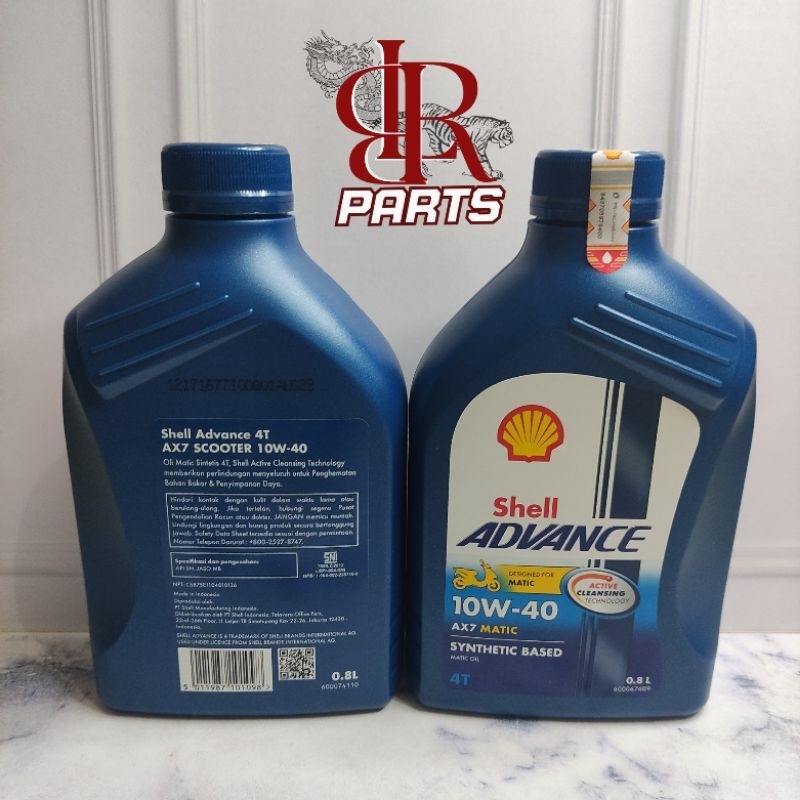 OLI SHELL AX7 MATIC 0.8L / 800ML 10W-40 SHELL BIRU MATIC