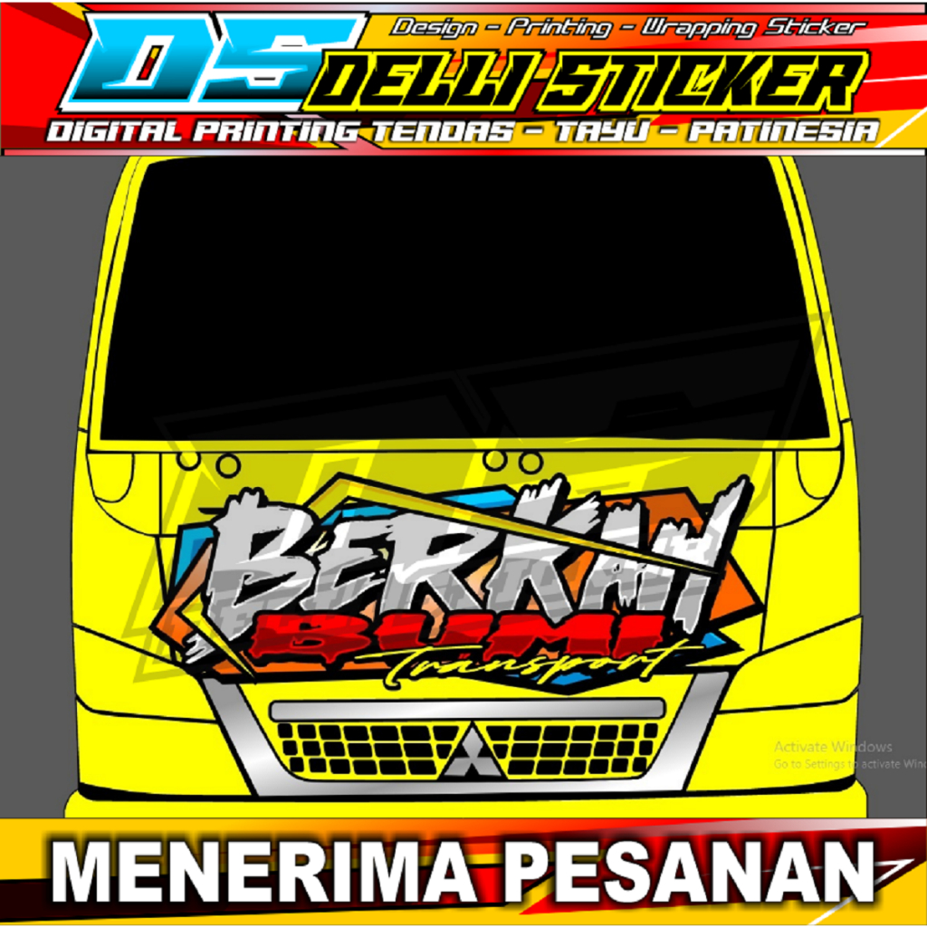 Stiker Kabin Depan Truk Canter - Decal Depan Canter - Nama Bisa Ganti