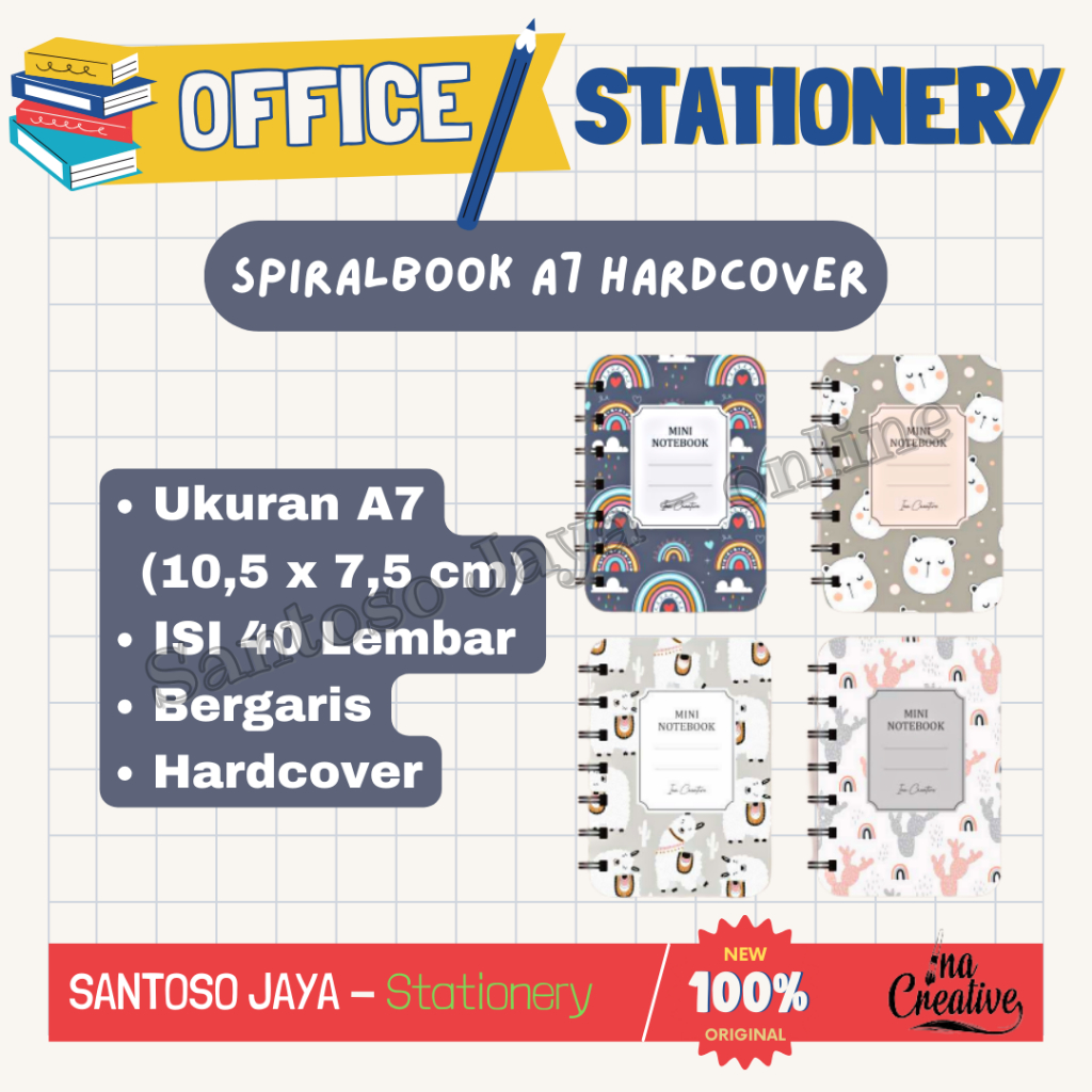 

Notebook A7 Hardcover INA CREATIVE - Spiralbook A-7 Bergaris