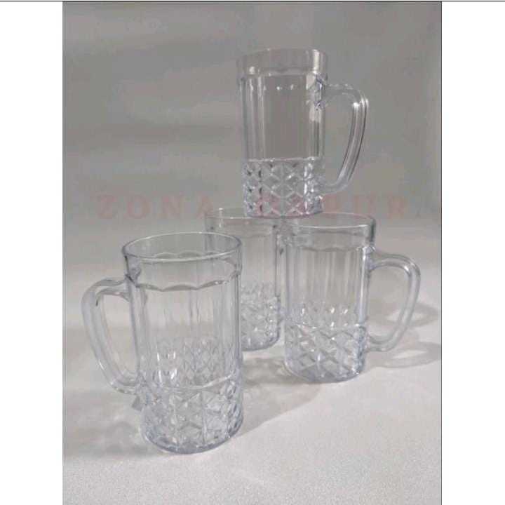 BM - (6 pcs / 1 lusin) Gelas Cangkir Mika Bening (450 ml), Cangkir Plastik Bening (G-321) BISA COD