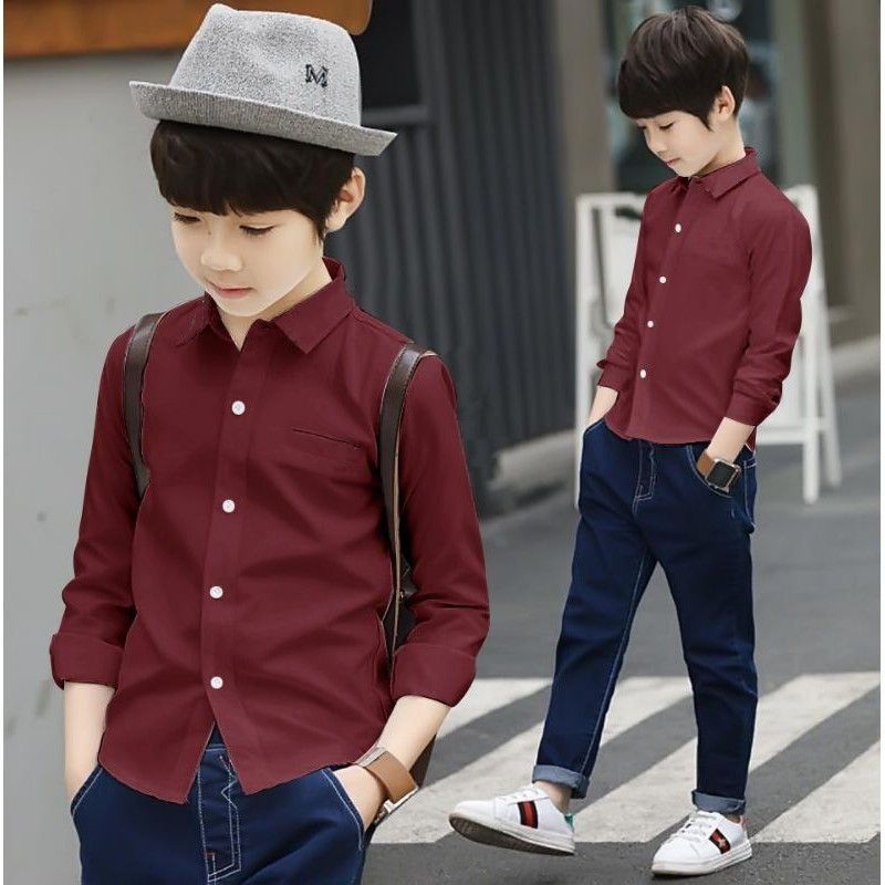 KEMEJA POLOS ANAK LENGAN PANJANG SIZE S-XXXL/SEMUA WARNA LENGKAP/KEMEJA HEM POLOS/KEMEJA DISTRO POLOS ANAK LENGAN PANJANG