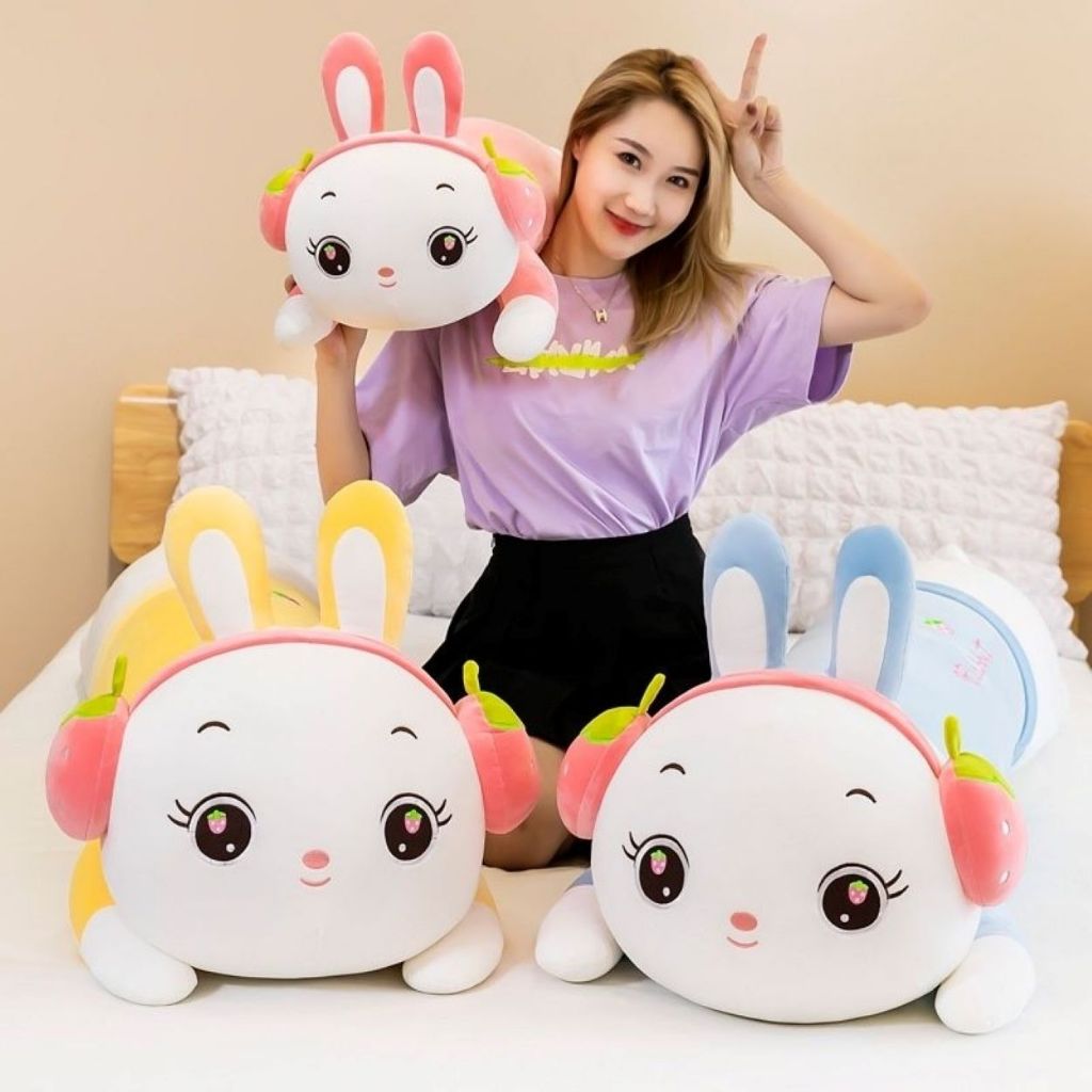 Guling Boneka Rabbit Bunny 90cm Bahan Plush Berlabel SNI