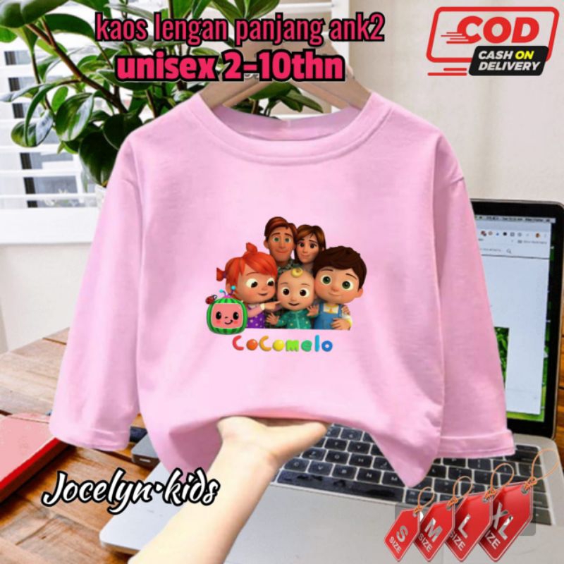 Kaos lengan panjang ank2 cwe/cwo buat 2-10thn logo C0C0MELO