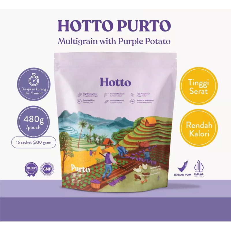 

Hotto Purto ( isi 16 ) - Pouch Minuman Fiber Multigrain With Purple Potato