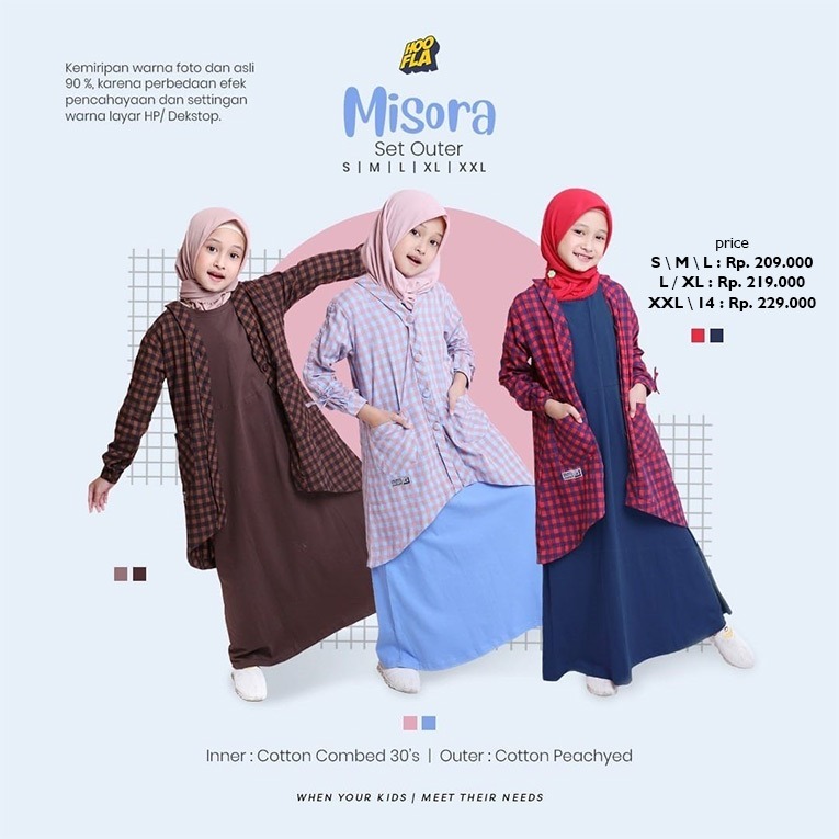 Misora Set Outer / Hoofla Kids / Gamis Set Outer Anak Perempuan