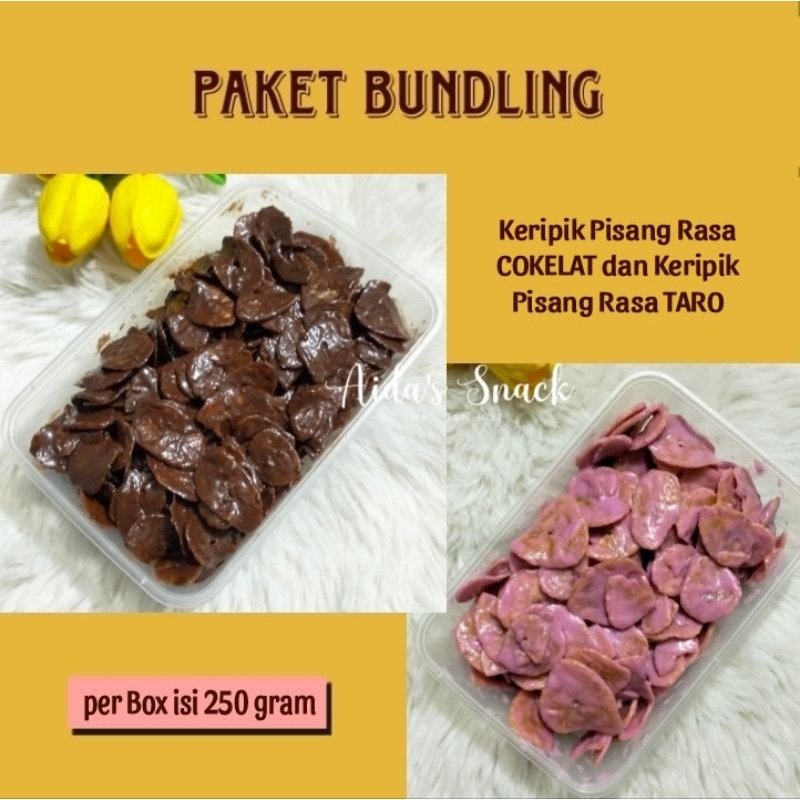 

Paket BUNDLING Keripik Pisang Coklat Lumer Rasa COKLAT dan TARO