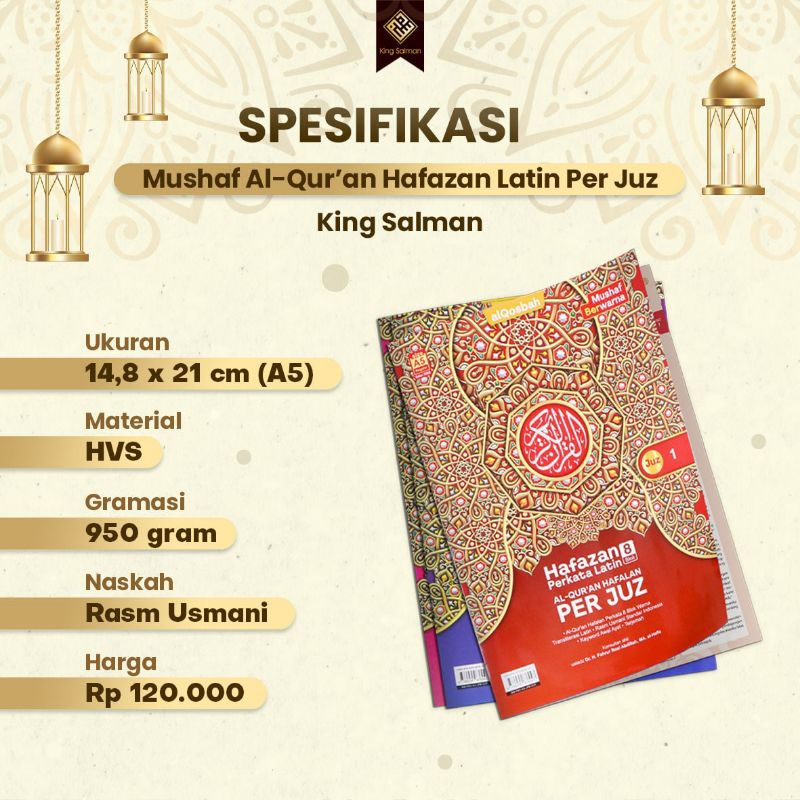 Al QURAN HAFAZAN 8 PER JUZ 30 JUZ A5 TERJEMAH LATIN PER KATA FREE BUKU ZIKIR