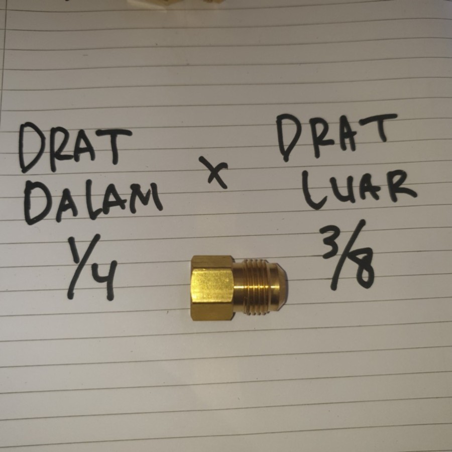 Konektor Double Nepel 1/4 x 3/8 Penyambung Pipa AC