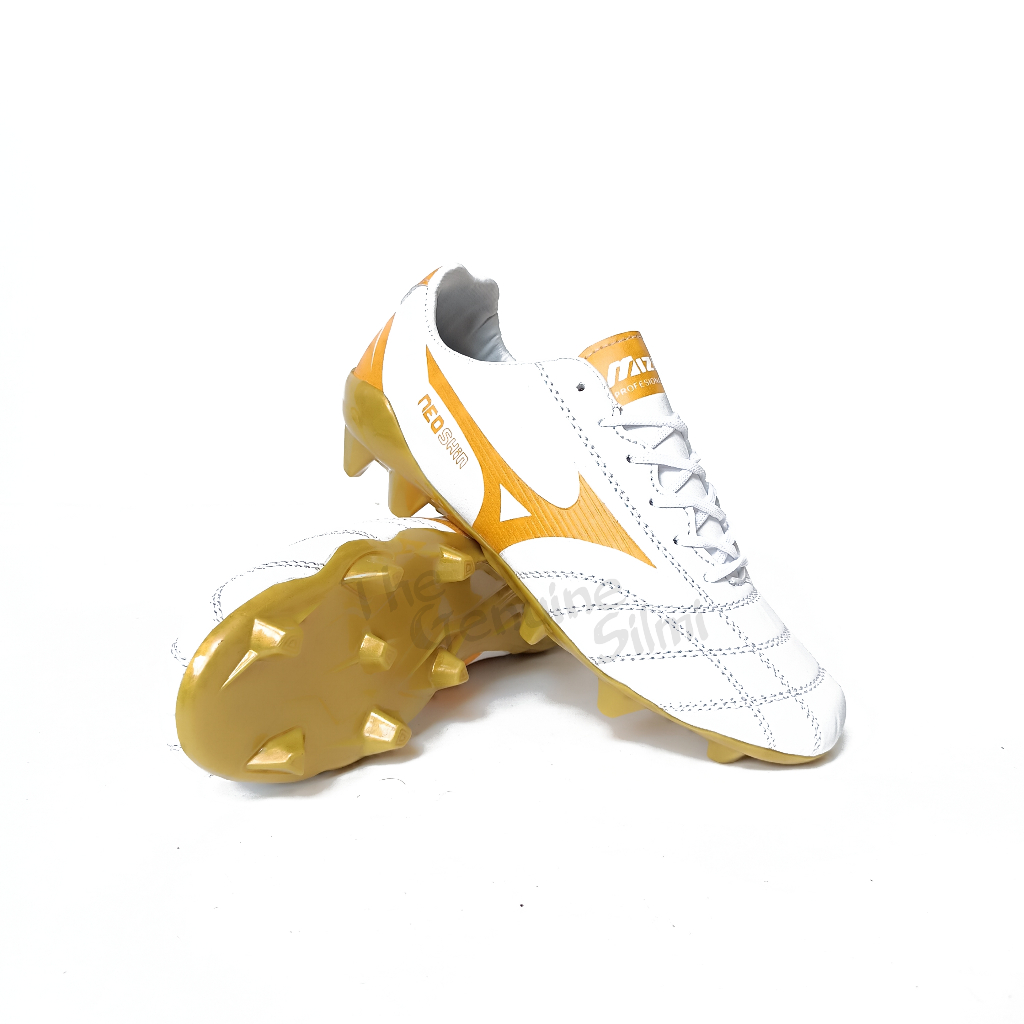 Sepatu Bola Mizuno Neo Shin FG White Gold
