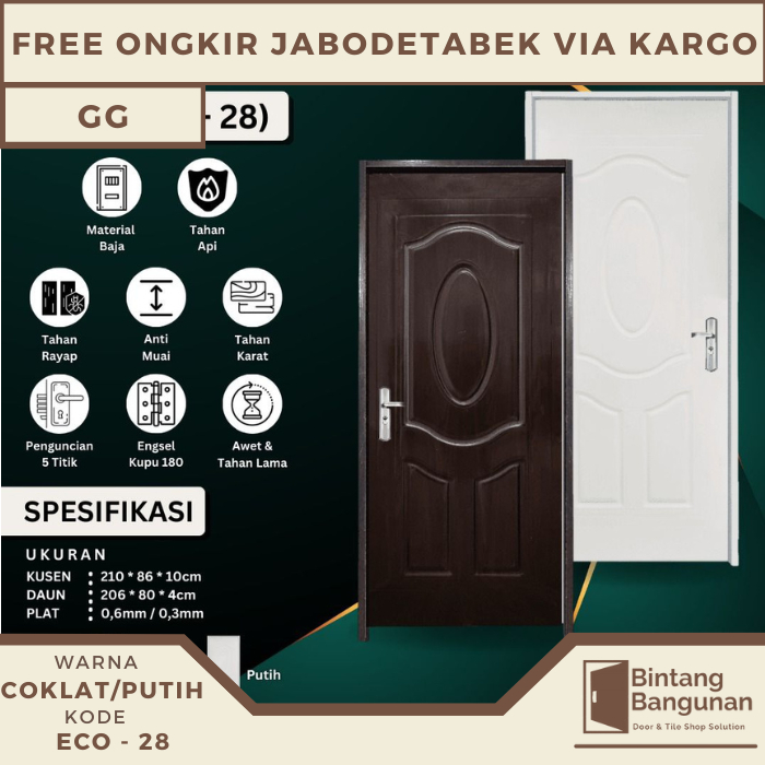 Pintu Rumah | Pintu Kamar Baja GG 86x210 ECO 28