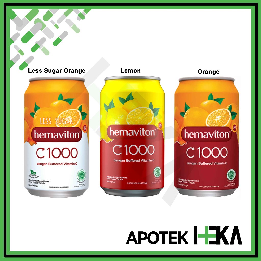 

Hemaviton C1000 Kaleng 330 ml Vitamin C Orange Less Sugar Lemon Jeruk