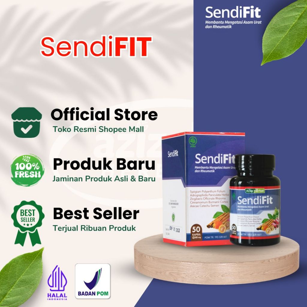 SendiFit Original Herbal Untuk Nyeri Sendi Tulang Rematik Reumatik Asam
Urat Sakit Pinggang Syaraf Kejepit 100% Herbal Asli BPOM HALAL - Isi 50
Kapsul