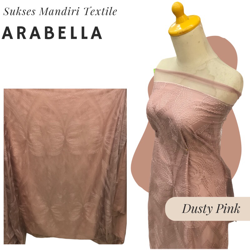 [ARABELLA] Brokat Lace Kupu Warna Dusty Pink, Harga per 1/2 meter = 50 cm BAHAN KAIN BRUKAT TILE PRE