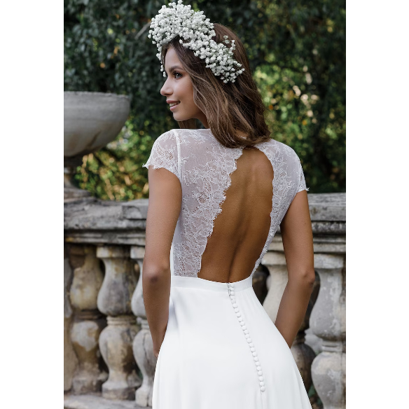 Modest wedding dress Reception, Simple wedding dress Open back, Minimalist wedding dress Summer