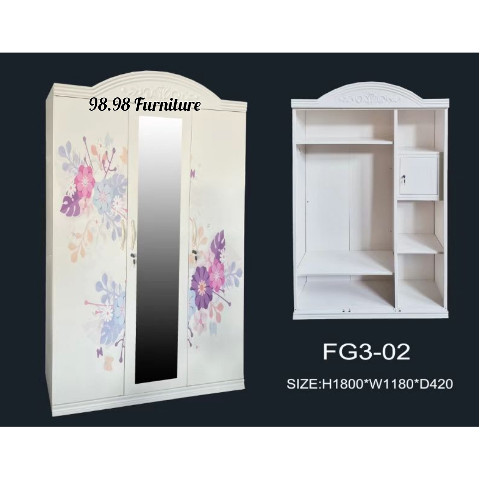 Lemari Pakaian Full Plat Besi 3 Pintu Sw-15-3 High Quality - Lemari Besi plat