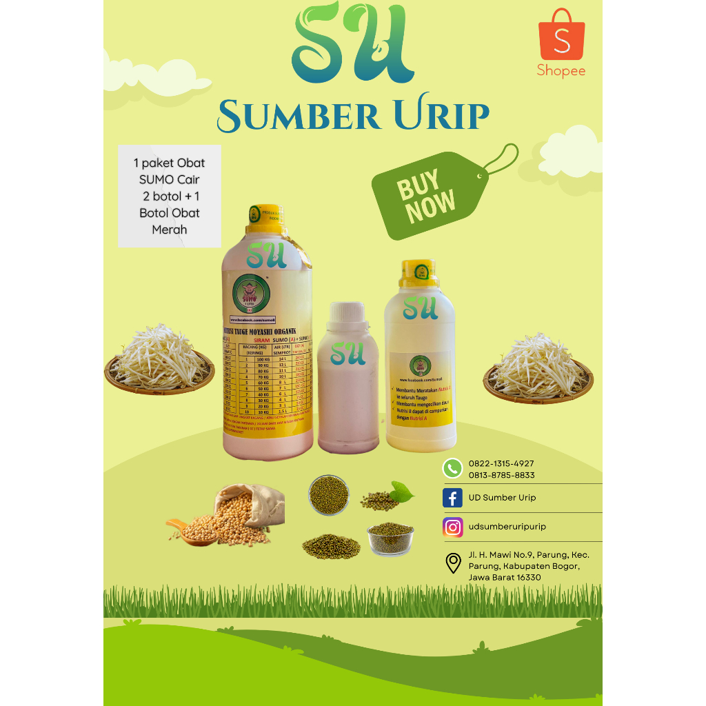 1 Paket Nutrisi Sumo 8 Obat Tauge Cair Pupuk Organik + Obat Merah