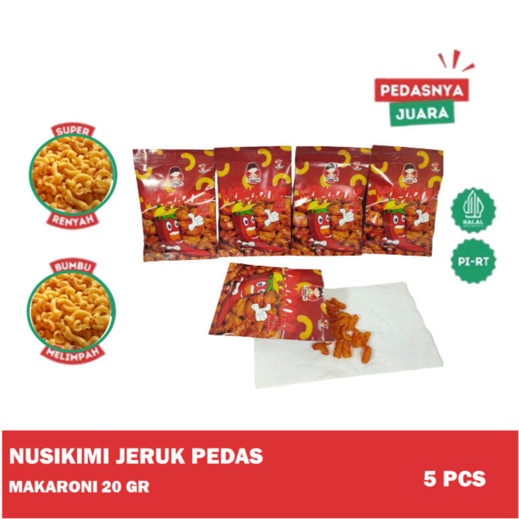 

Makaroni Jajanan Jadul Viral Rasa Balado Pedas ukuran 20 gram kemasan 5pcs - NUSIKIMI