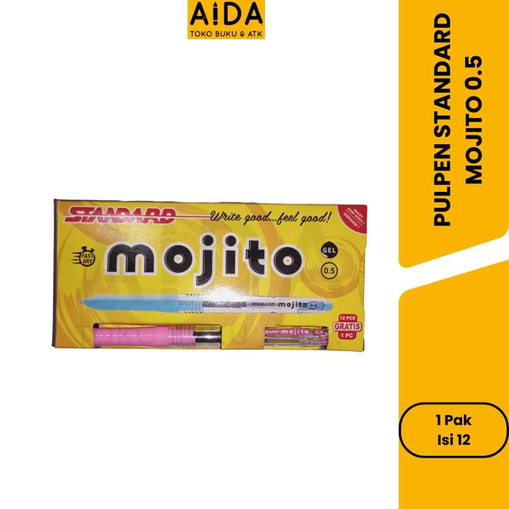 

Pulpen Standard Bolpoint Mojito 0.5 / Bulpen Standard Moijito 0.5 Pena 1 Pak (12 + 1 bonus pcs)