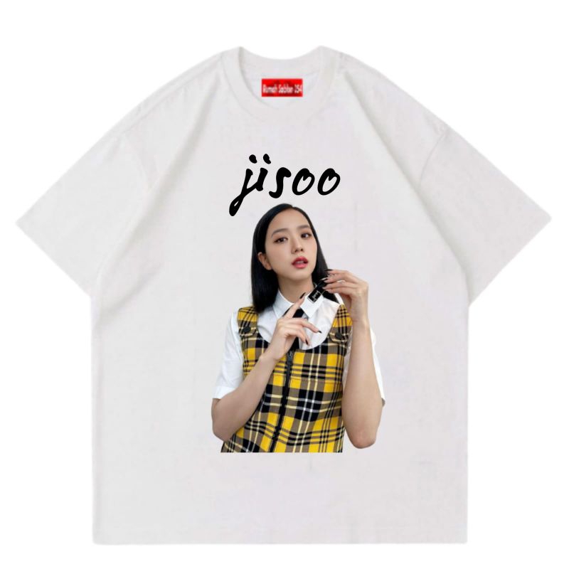 BLACKPINK Jisoo - Oversized Tshirt jisoo - T-shirt Vintage black pink tokoh musisi K-Pop pria wanita