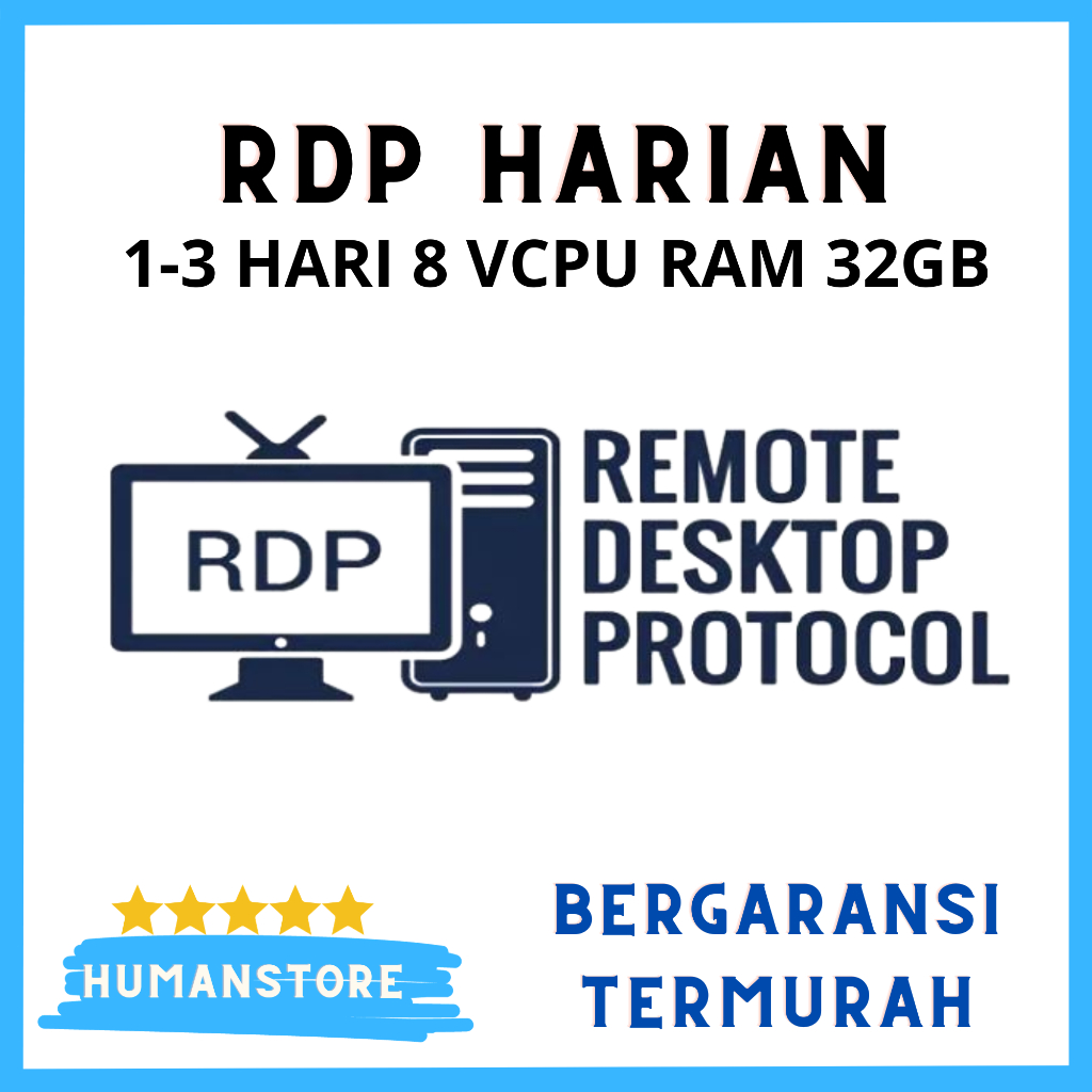 RDP Harian 8 CORE vCPU RAM 32GB Garansi Full Time