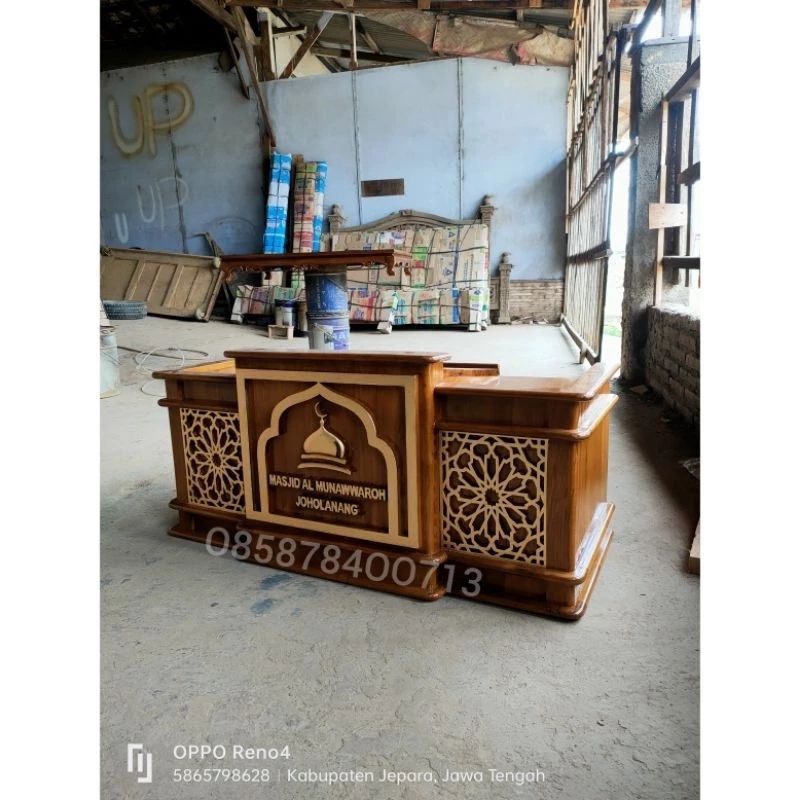 Mimbar Majelis Minimalis Full Kayu Jati TPK Perhutani Mimbar Mengaji Mimbar Lesehan Full Kayu Jati m