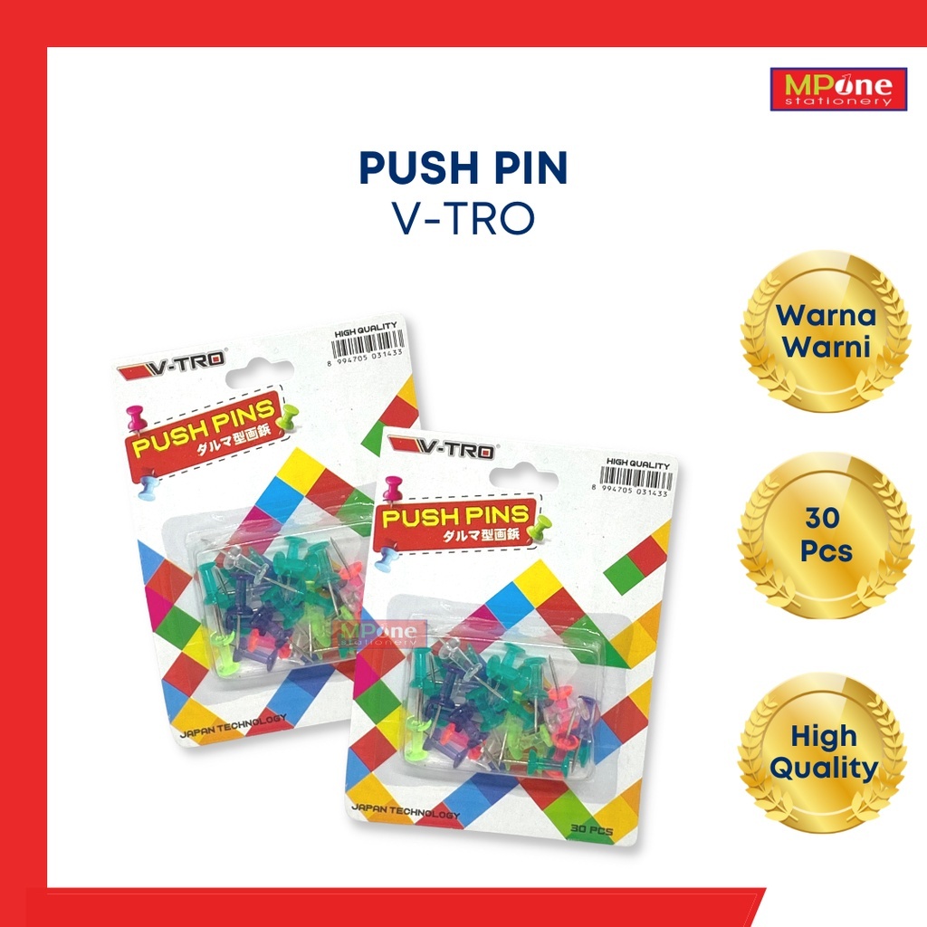 

30pcs PUSH PIN PAKU KERTAS WARNA TRANSPARAN