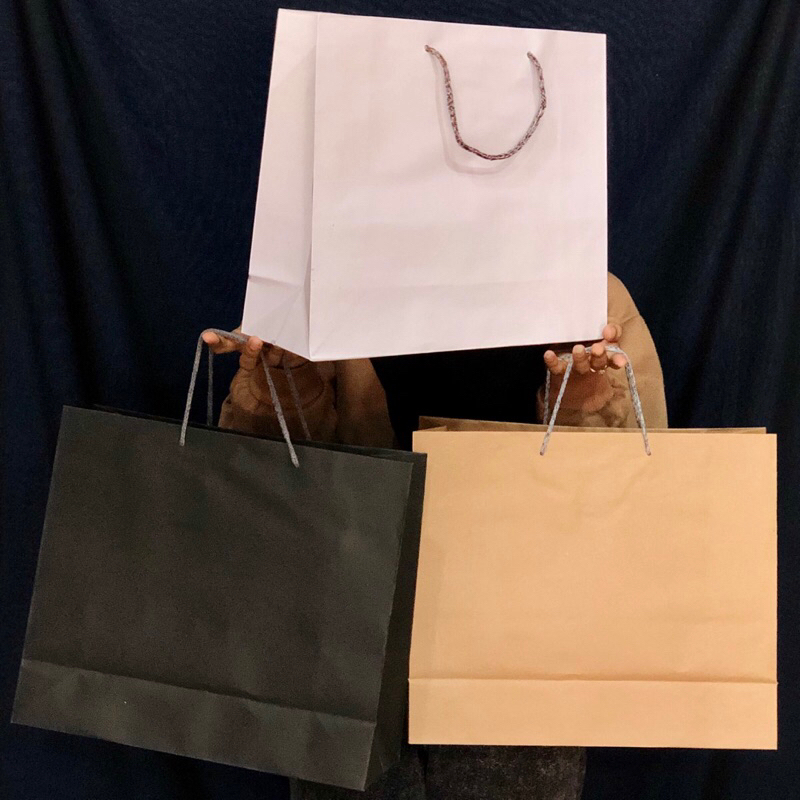 

Tas Kado Paperbag jombo hitam coklat polos Paper Bag Besar Jumbo party kuy