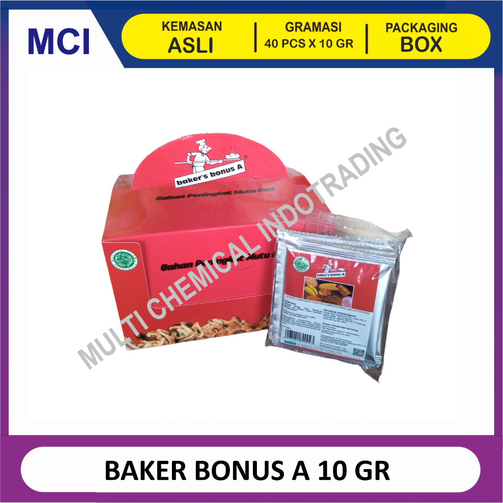 

BAKER'S BONUS A 10 GR - 1 BOX 40 PCS / PELEMBUT ROTI BREAD IMPROVER