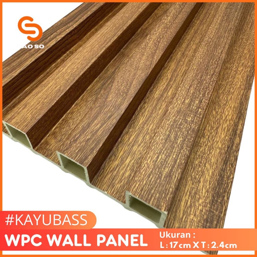 WPC wallPanel Dekorasi Dinding Kayu Warna Kayu bass | Wall Panel Wood panel 3M 3D 3 meter CAOSO.ID