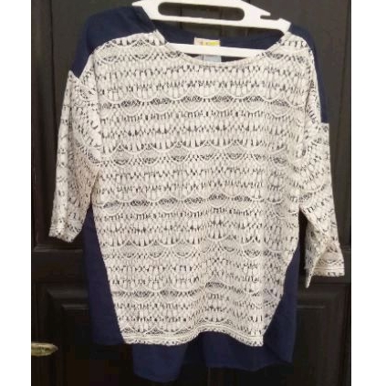 New Atasan Kaos Kombinasi Brokat Made In Japan