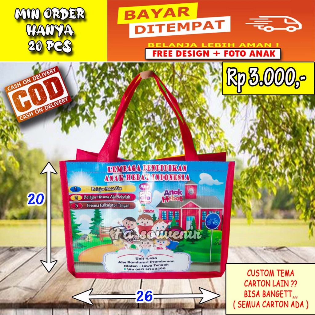 

Tas souvenir Anak / AHE / Anak Hebat souvenir ulang tahun anak / Bingkisan Snack