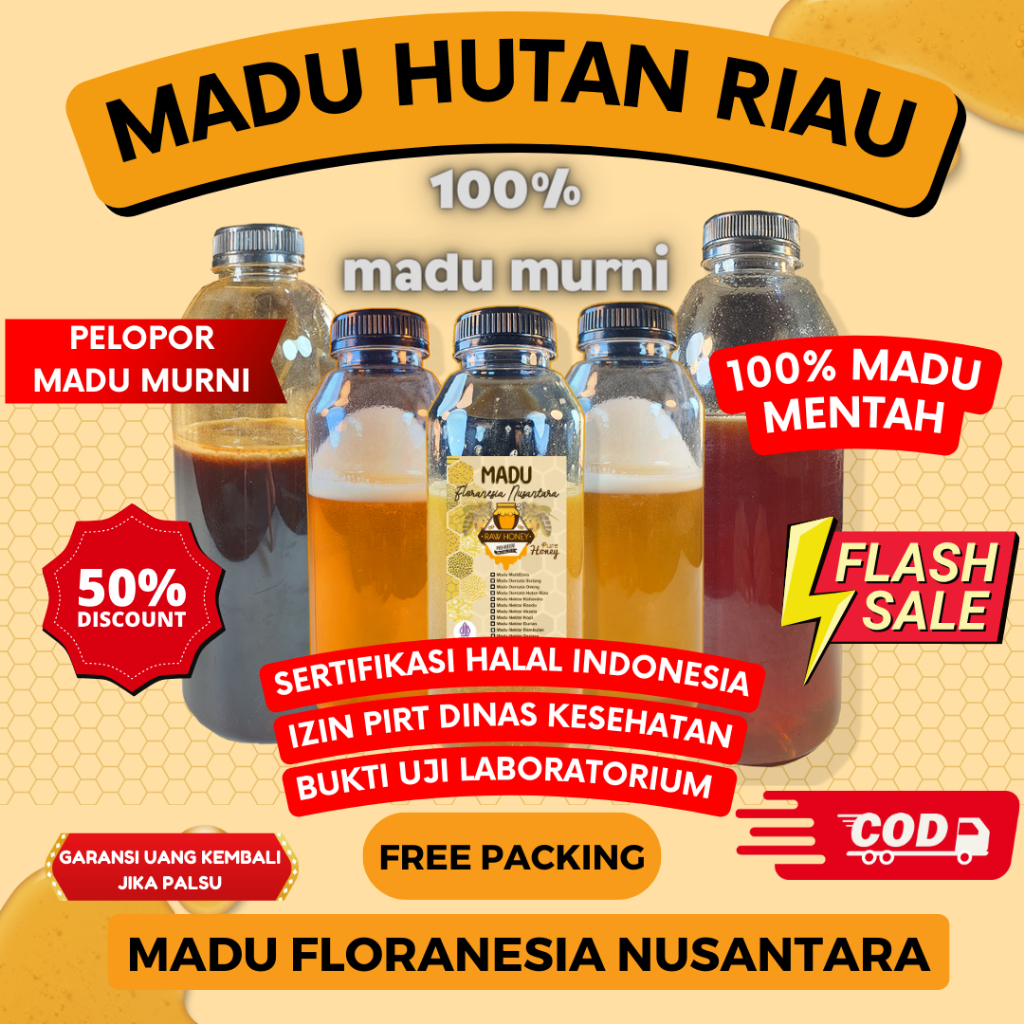 

MADU MURNI MADU ASLI HUTAN RIAU 1 KG KUALITAS PREMIUM FULL NEKTAR 100% RAW HONEY MADU FLORANESIA NUSANTARA ESOXSE