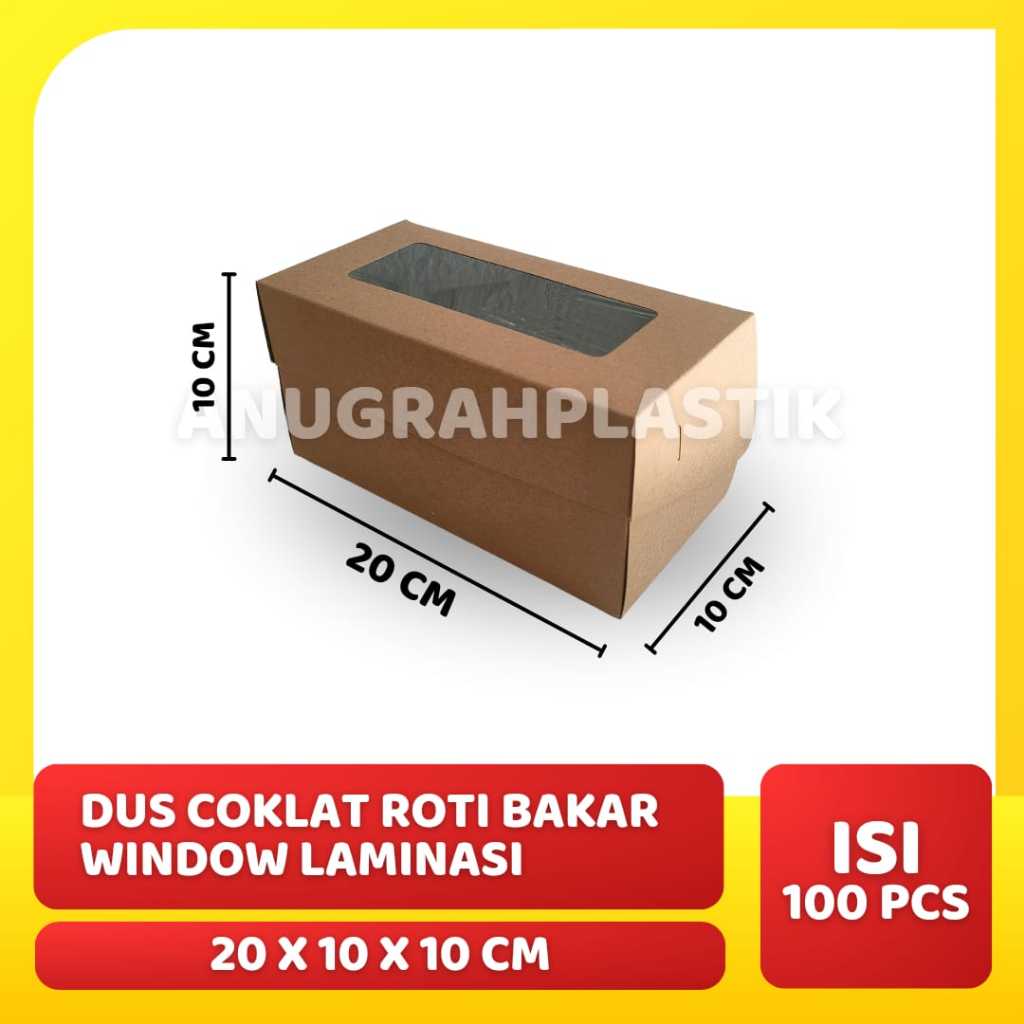 Dus Coklat Roti Bakar Uk 20 x 10 x 10 cm Window Laminasi / Box Roti Bakar Windoe PER PACK