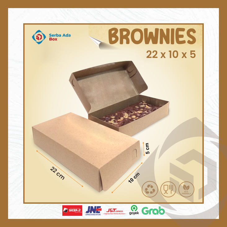 

BOX BROWNIES | DUS BROWNIES 22 X 10 X 5 | KEMASAN BROWNIES LAMINASI FOOD GRADE