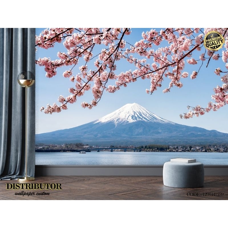 Wallpaper Custom 3D Tema Sakura Jepang | Wallpaper Kamar | Wallpaper Ruang Tamu | Wallsticker | Wall