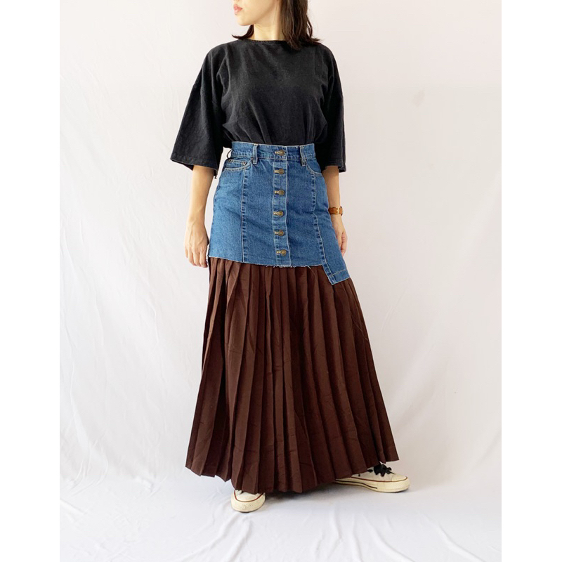 Rework ingni jeans mix plisket