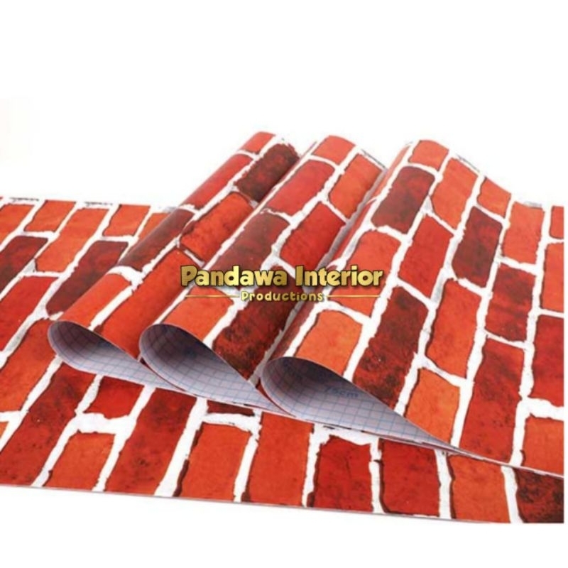 Wallsticker wallpaper dinding stiker dinding motif bata merah