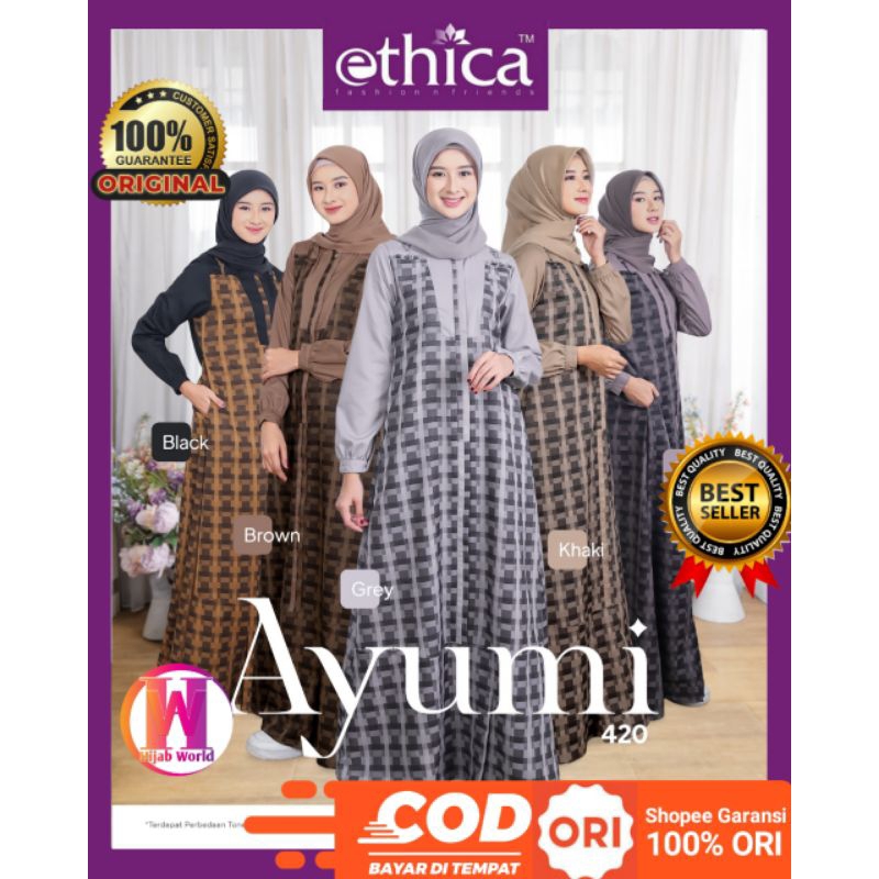 Ayumi 420 Gamis Ethica  Terbaru 2023 / Gamis Simple Elegan / Gamis Remaja / Gamis Modern / Gamis Kek