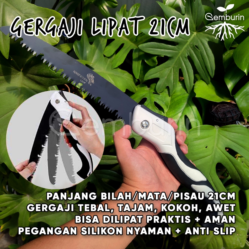 Gergaji Lipat 21 cm Tajam Portabel Kokoh / Pisau Kayu Dahan Ranting Tanaman / Bonsai / Stek Batang /