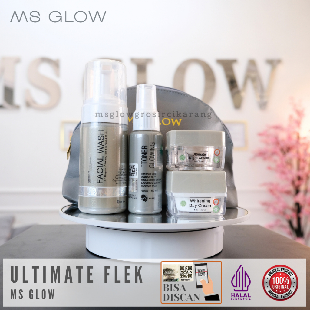 ms glow paket ultimate series ms glow original bpom untuk  flek whitening day night cream aman bumil