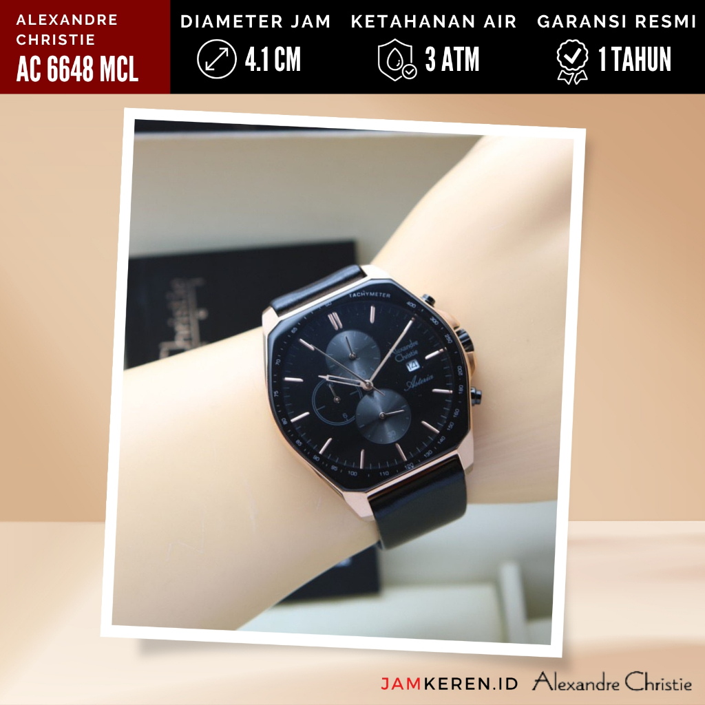Jam Tangan Pria Alexandre Christie 6648 AC6648 AC 6648 MC Chronograph Tali Kulit