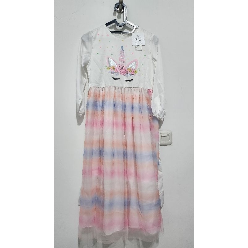Dress Gamis Anak merk Princessa Flami.Unicorn rainbow mewah. Ori 100%. Size 10 utk 10 thn