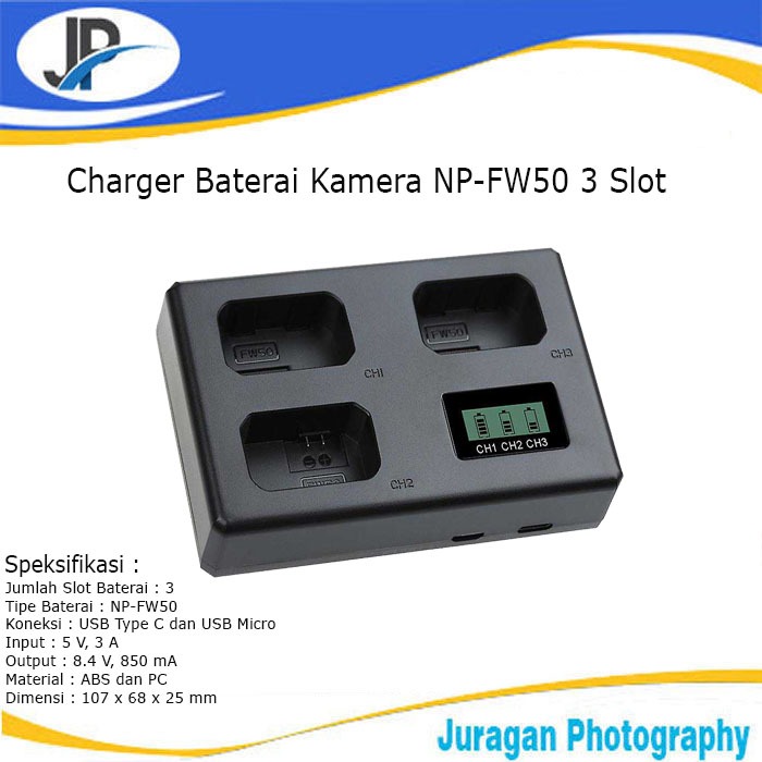 Charger Baterai Kamera Sony NP-FW50 3 Slot / Charger Battery NP-FW50
